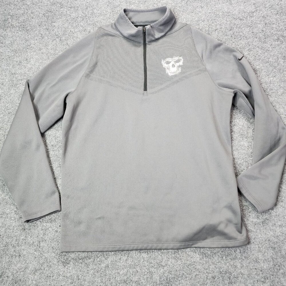 Nike Therma-FIT Hypervis Mens Large Fleece Lined Gray 1/2 Zip Cover-Up‎ 779803